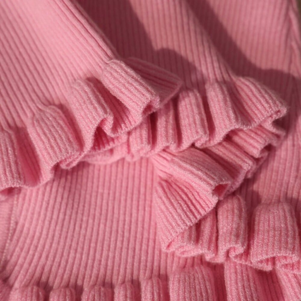 Baby Pink Casual Women's Rhinestone Flare Sleeve Sweater - Picture 7 of 7